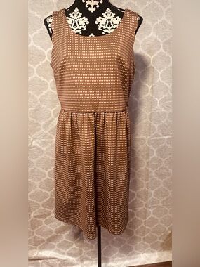 LOFT Brown Gingham Sleeveless Gathered Waist Dress size 12